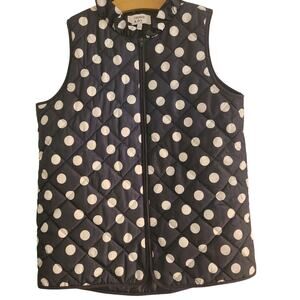 XL Crown & Ivy navy polka dot puffer vest